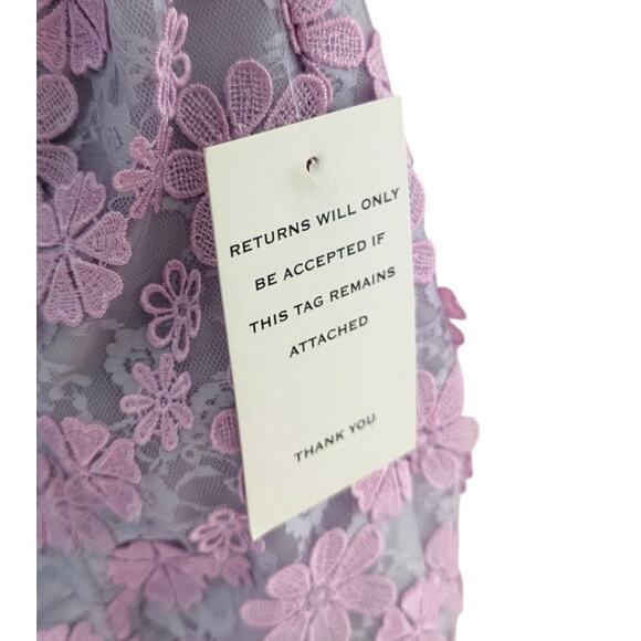 For Love and Lemons Amalie Mini Dress XL Purple Lavender 3D Floral Lace Cutout - Picture 7 of 9